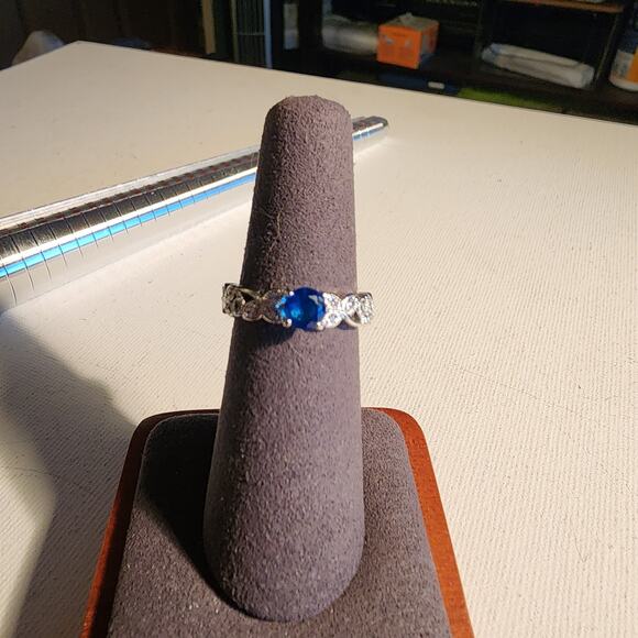 BOMB PARTY BLUE STONE RHINESTONE BLING RING - Picture 1 of 5